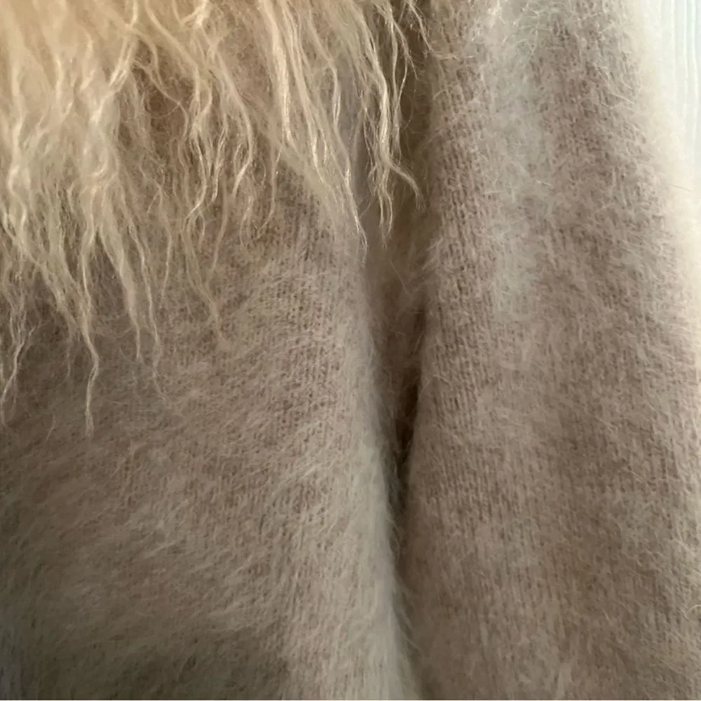 Connie A Lee Cream Teddy Sweater with Faux Fur Collar